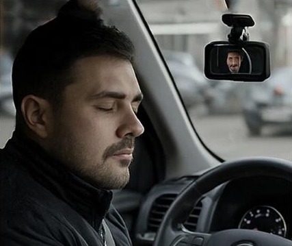 Motorista de olhos fechados detectado pela câmera interna